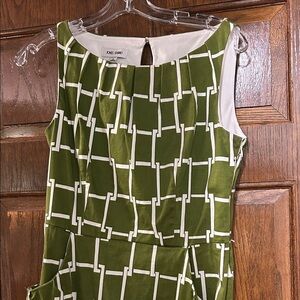 Jones Studio Olive and White Patterned Midi Dress